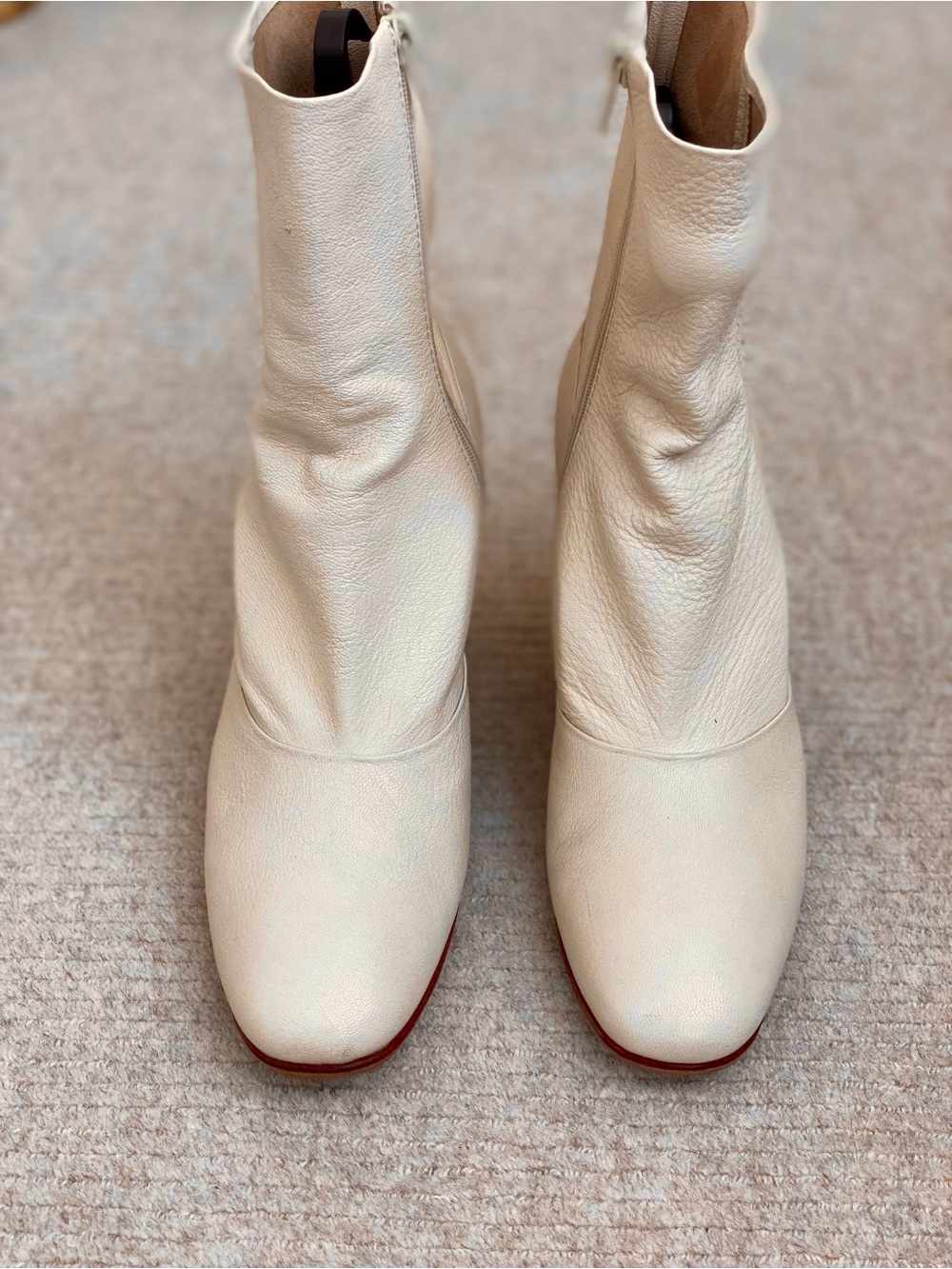 Rachel Comey Ivory Leather Ankle Booties - Picture 1 of 7
